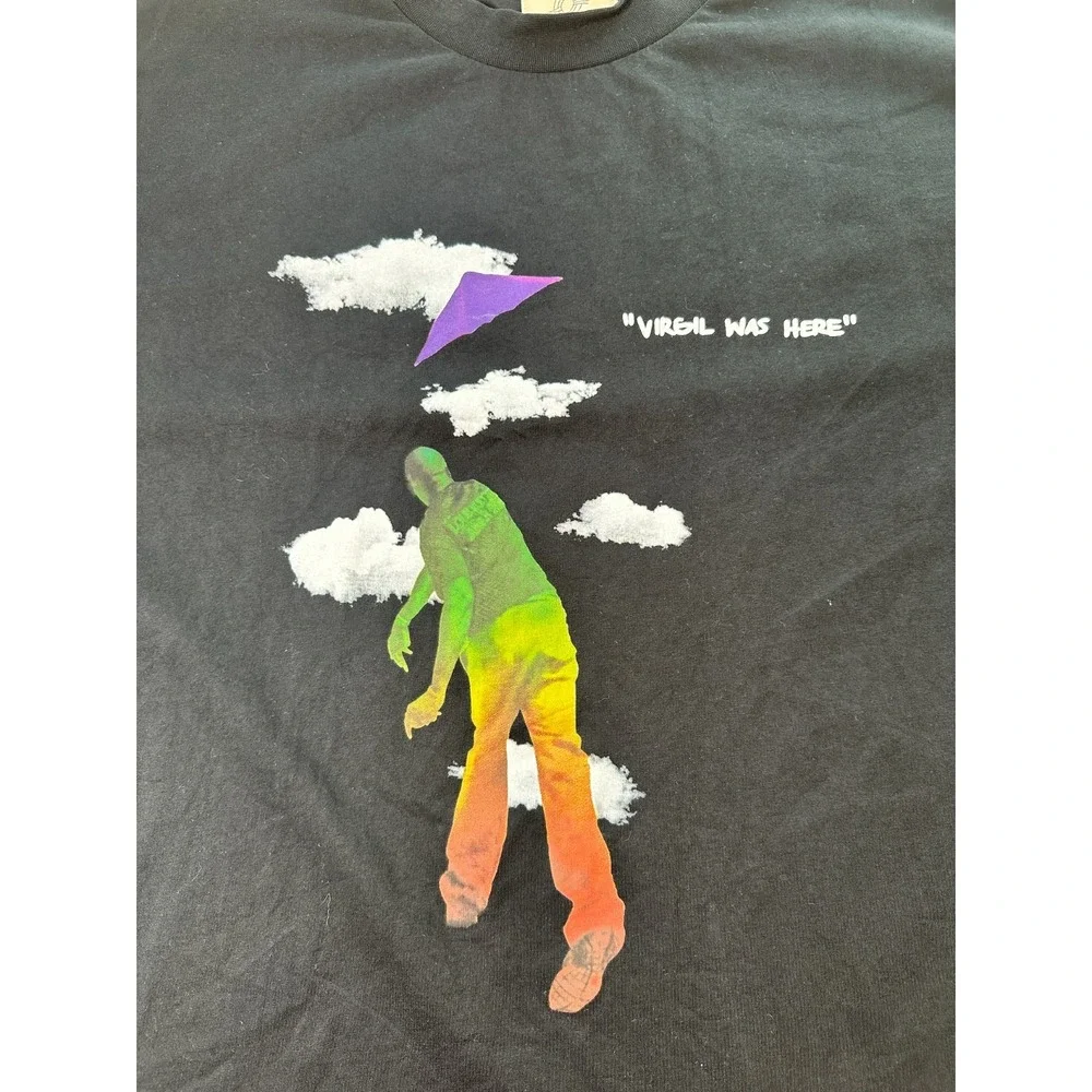 Outsoul T-Shirt Mens 2XL Navy Blue Graphic Virgil Was Here Virgil Abloh Pullover